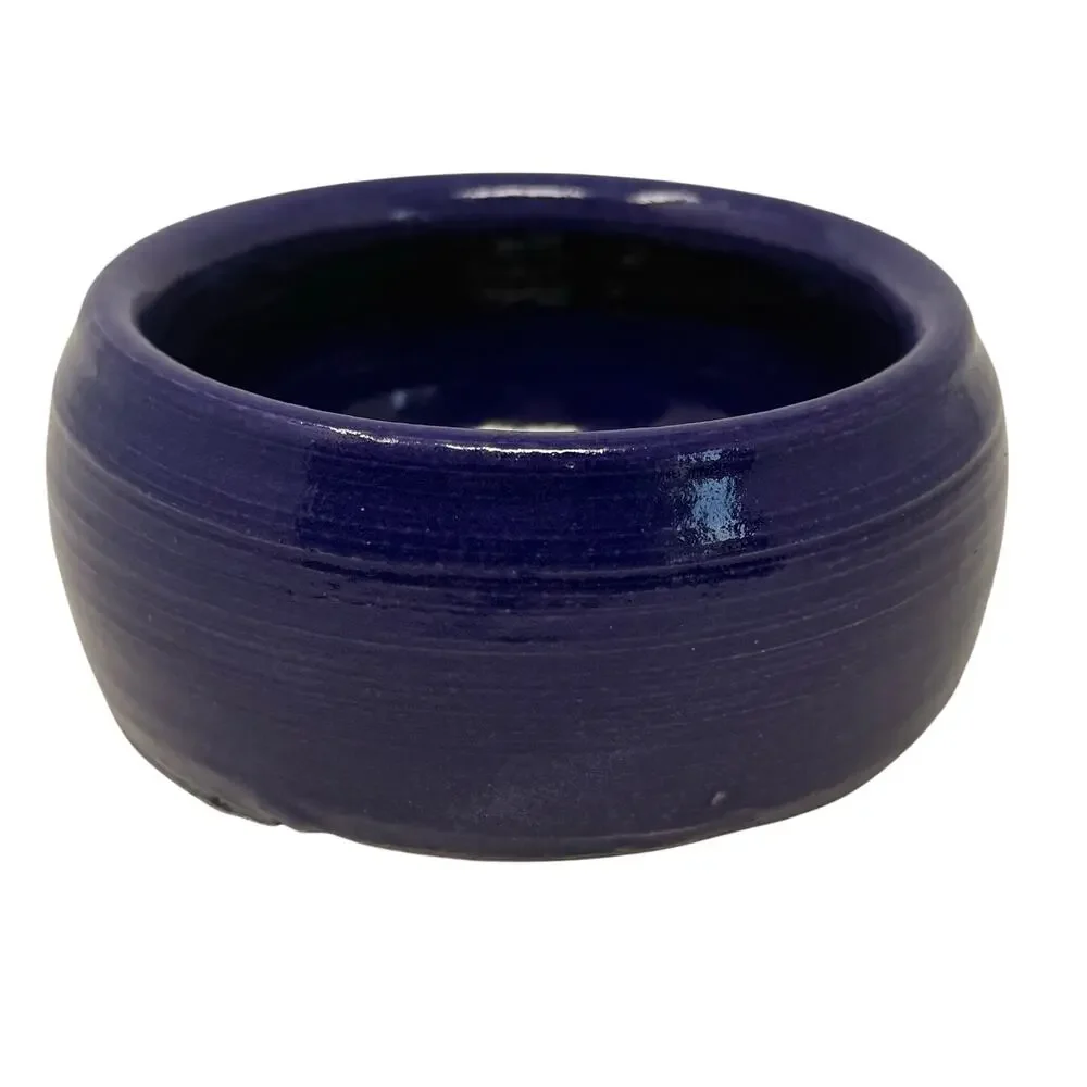 Vintage Blue Studio Pottery Bowl Ashtray Glazed Ceramic 4.75”
